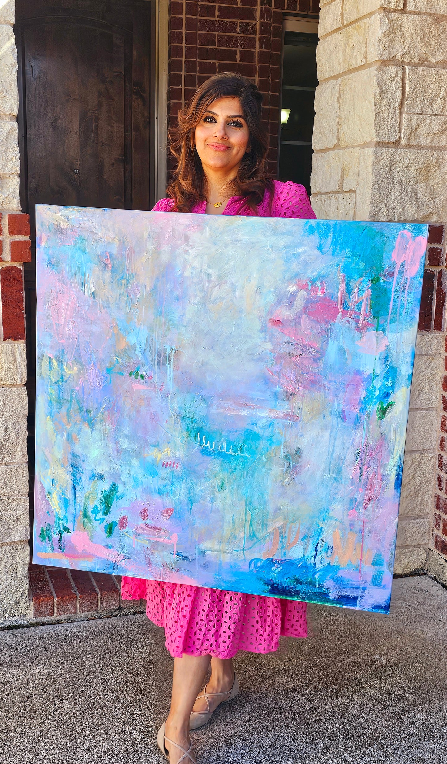 Flip side of the pillow-abstract painting