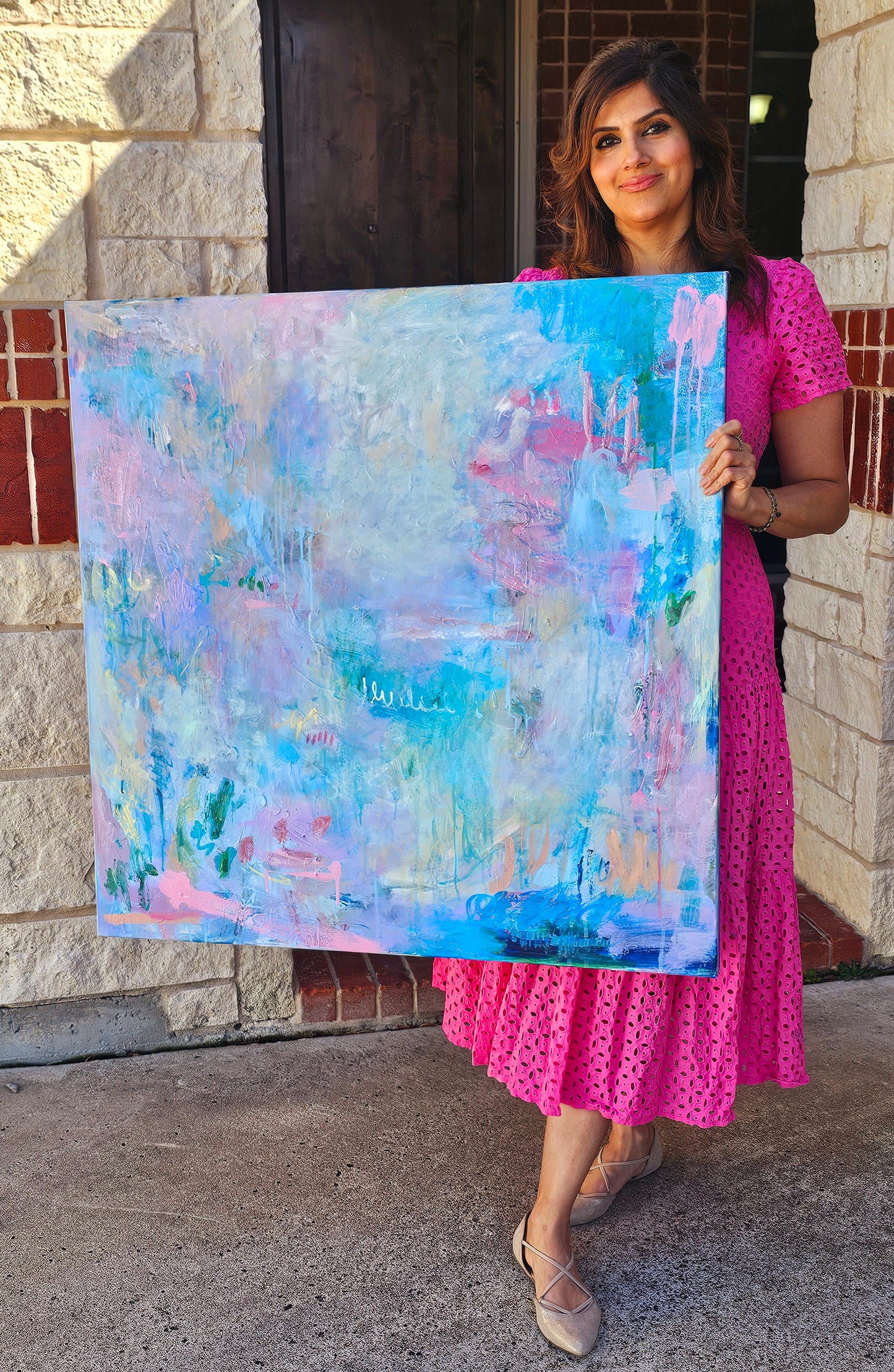 Flip side of the pillow-abstract painting