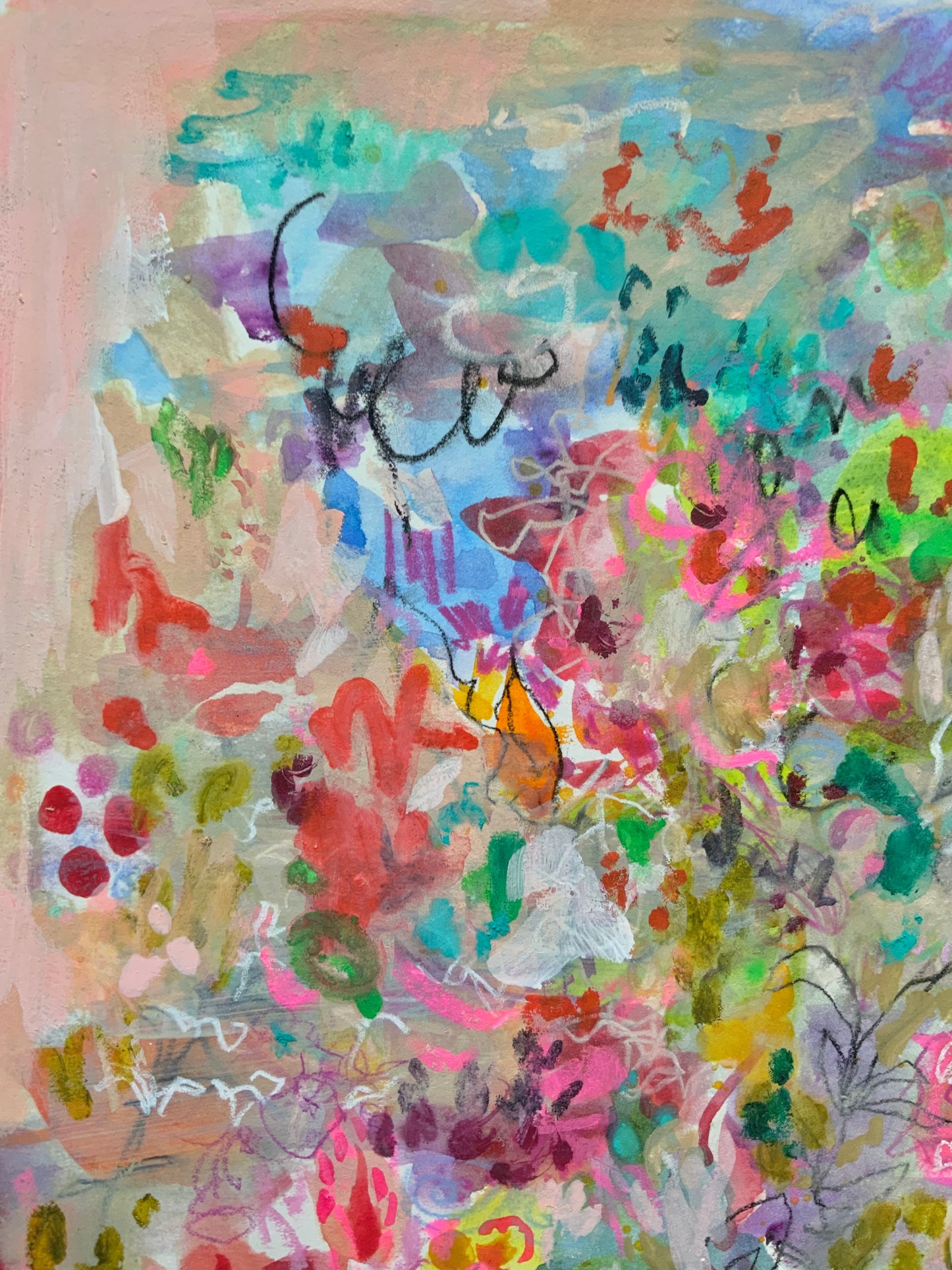 Tropical bliss-mixmedia on paper-contemporary painting on paper-colorful painting