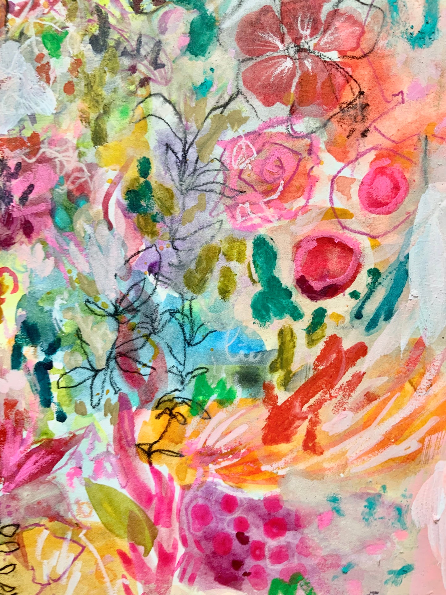 Tropical bliss-mixmedia on paper-contemporary painting on paper-colorful painting