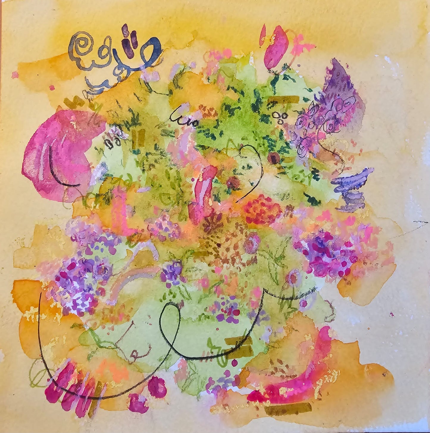 Beautiful Beginnings- Abstract colorful painting on paper