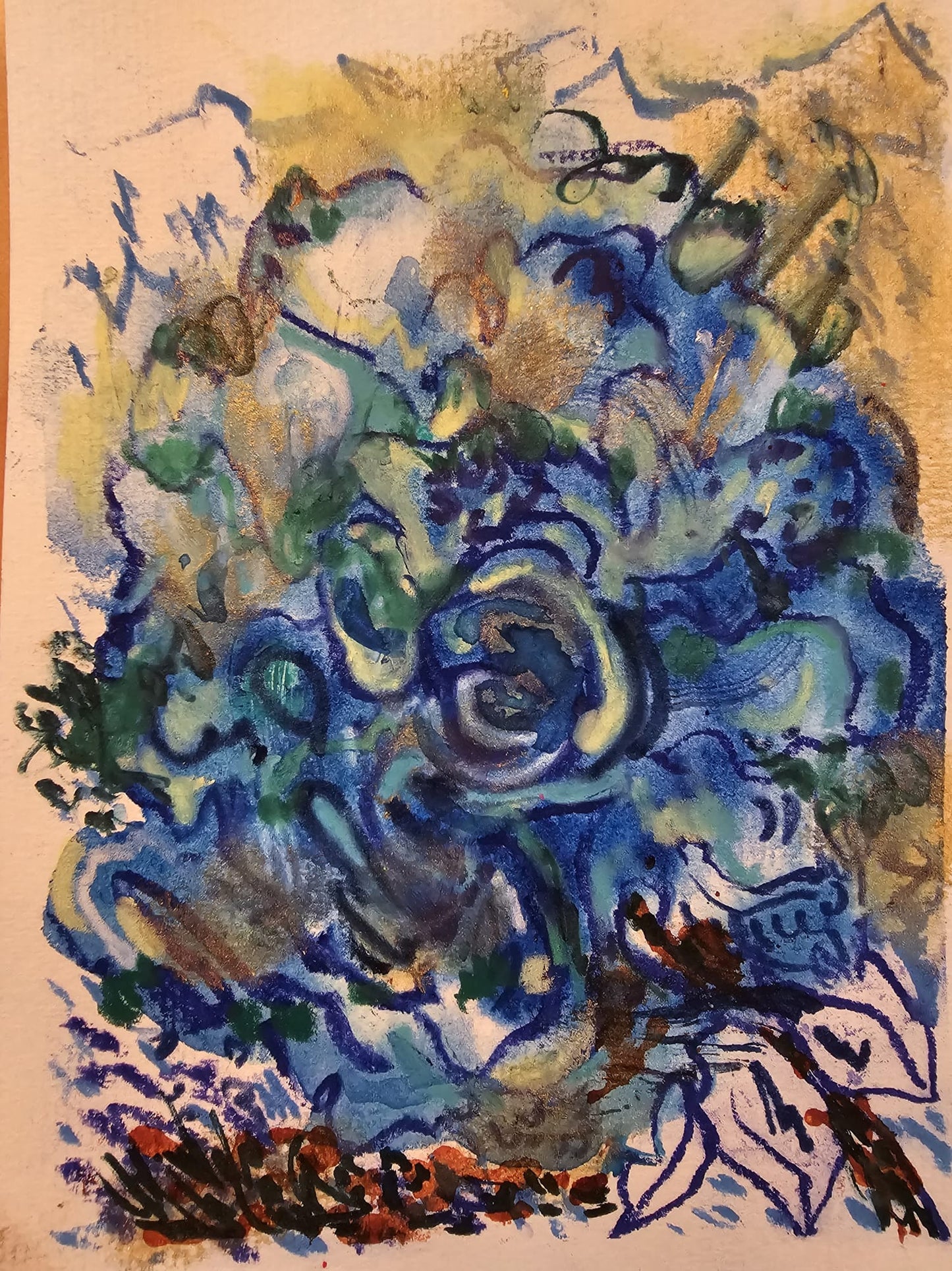 The Brilliant blue-Blue painting-Painting on paper