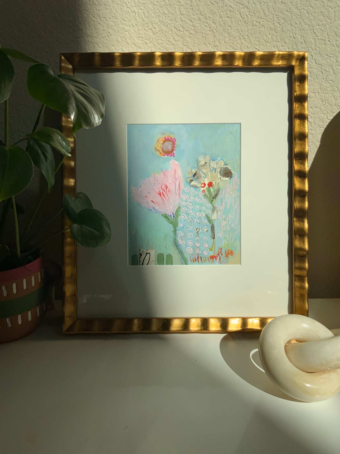 Winter blooms-mixmedia painting
