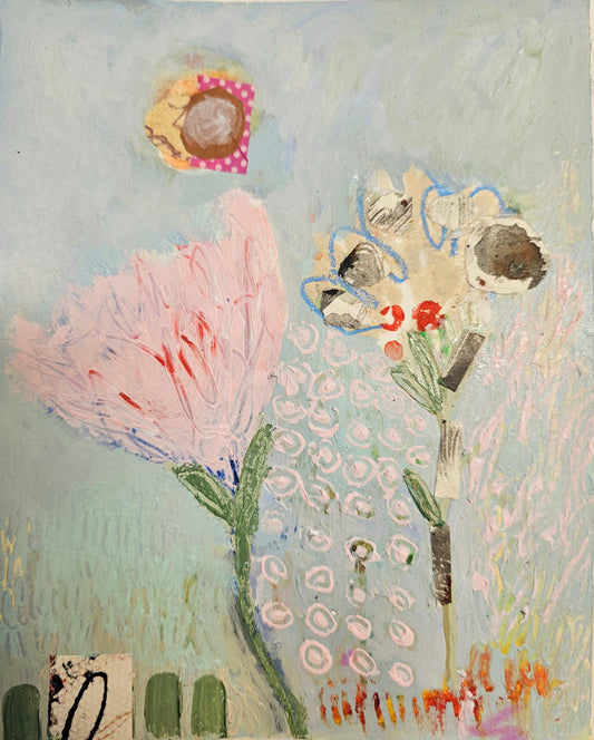 Winter blooms-mixmedia painting
