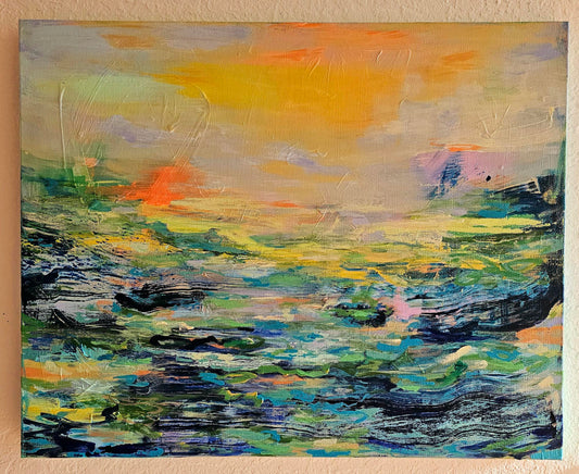 Sunset in Hawaii-Abstract painting-contemporary seascape
