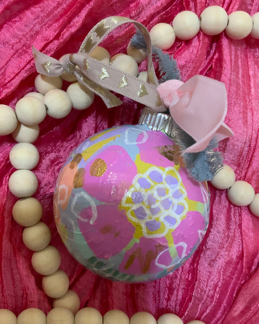 Christmas ornament- pink, mauve, white, gold, mint, peach
