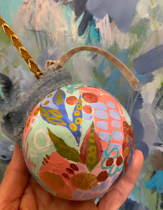 Christmas ornament- Mint,copper, turquoise, peach, coral, gold
