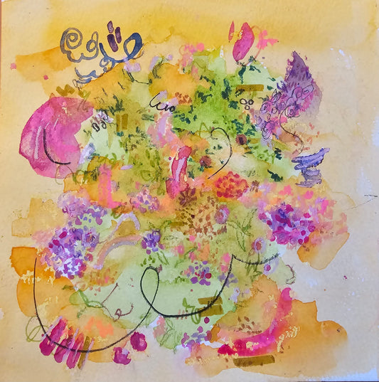 Beautiful Beginnings- Abstract colorful painting on paper