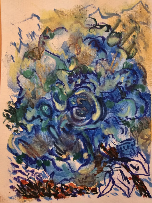 The Brilliant blue-Blue painting-Painting on paper